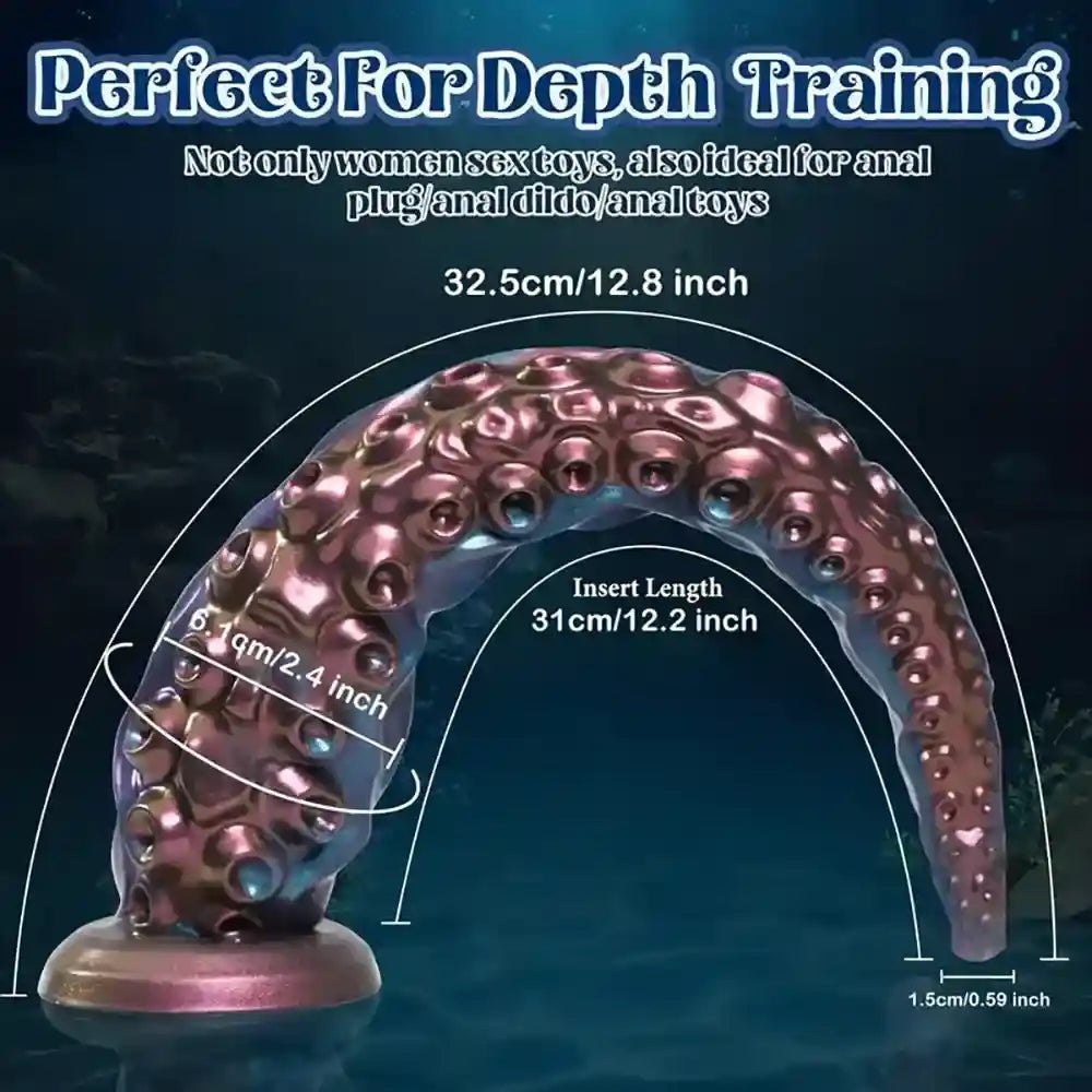 Tentacle Silicone Fantasy Dildo - Curved Suction Cup Base