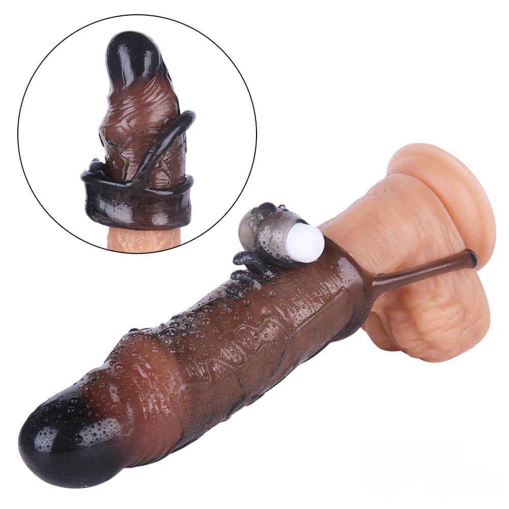 Textured Cock Extender Sleeve - Black TPE Ring Sleeve