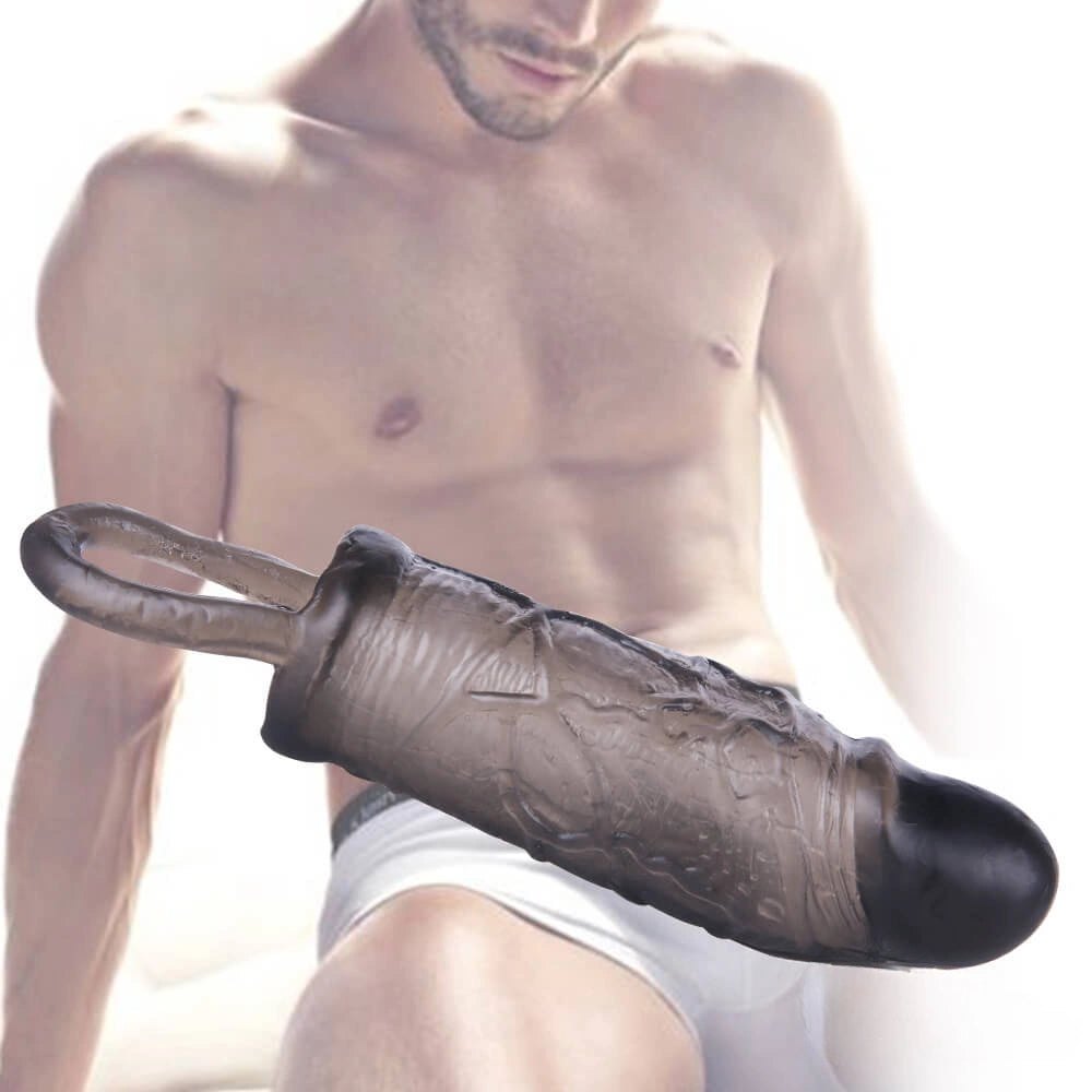 Textured Cock Extender Sleeve - Black TPE Ring Sleeve