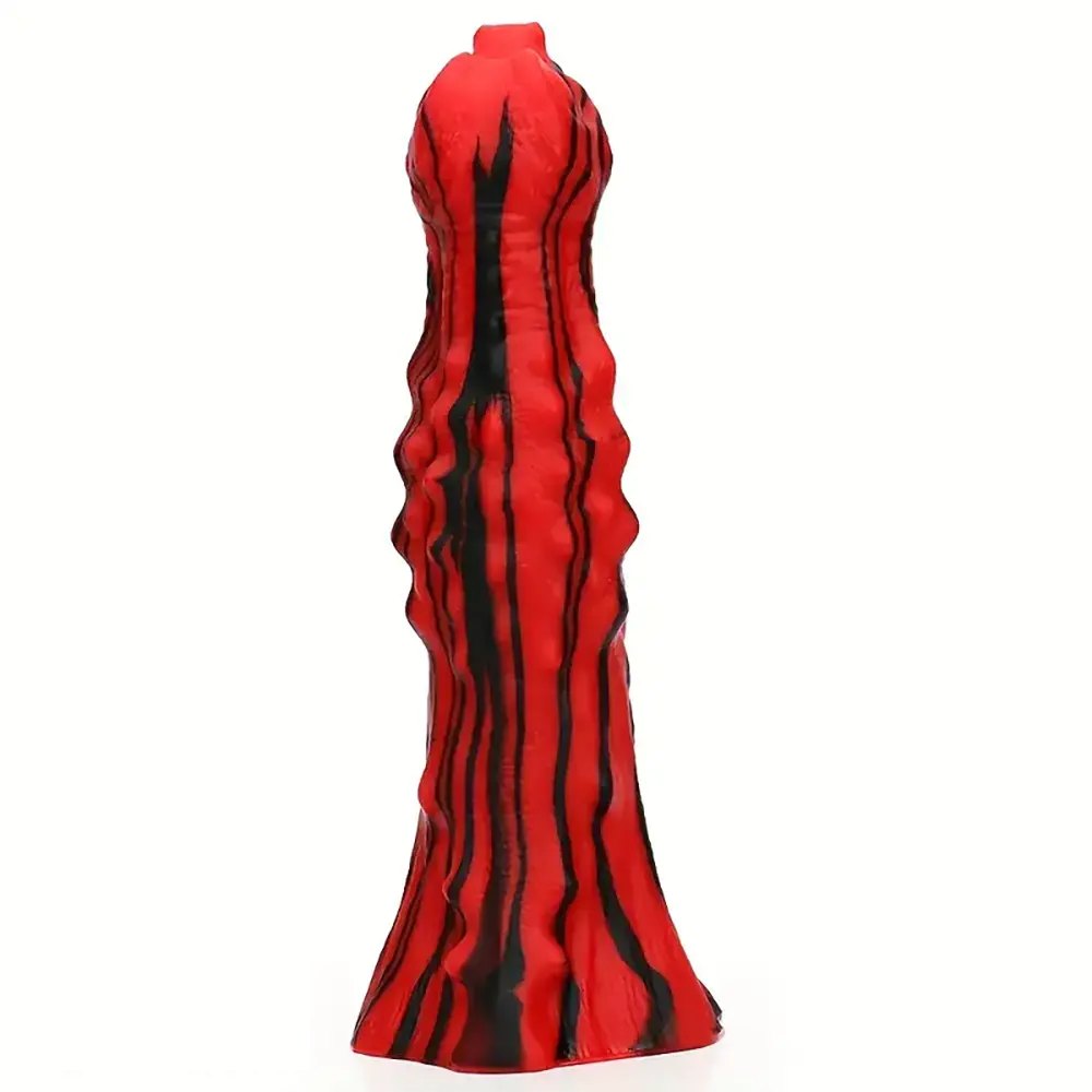 Textured Fantasy Dildo Red and Black - Dragon Dildo