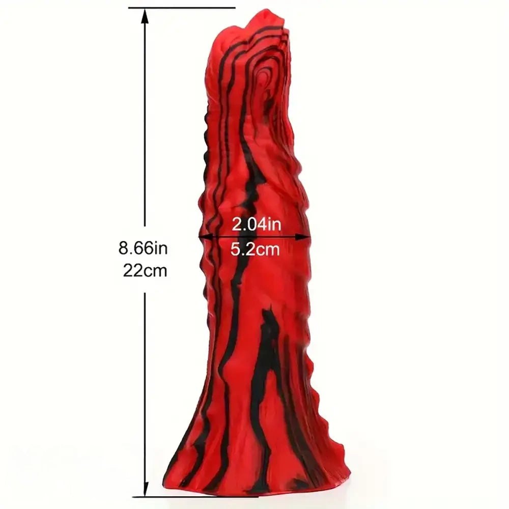 Textured Fantasy Dildo Red and Black - Dragon Dildo