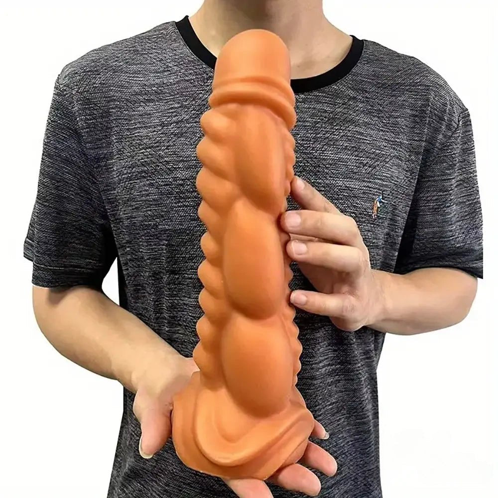 Textured Fantasy Dildo Gold - Suction Cup Monster Dildo