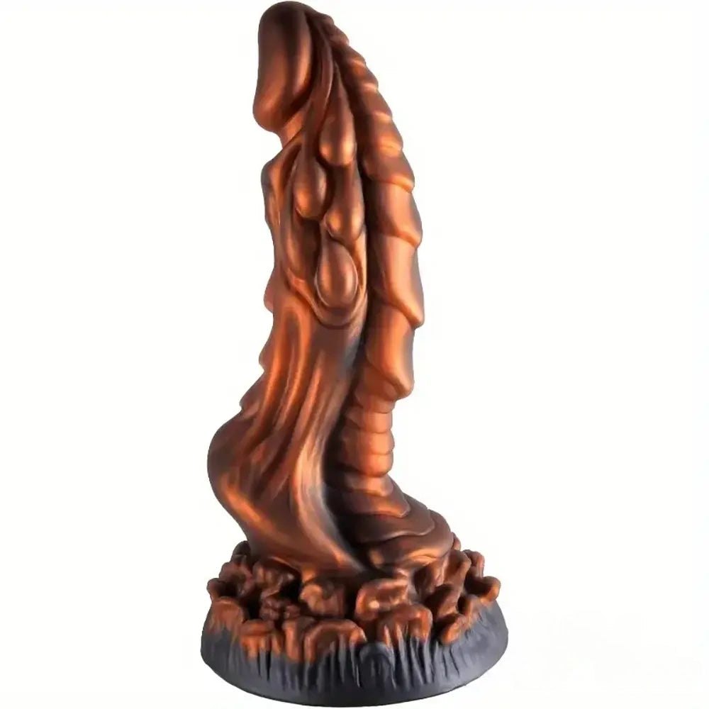Textured Gold Dragon Dildo - Silicone Fantasy Dildo