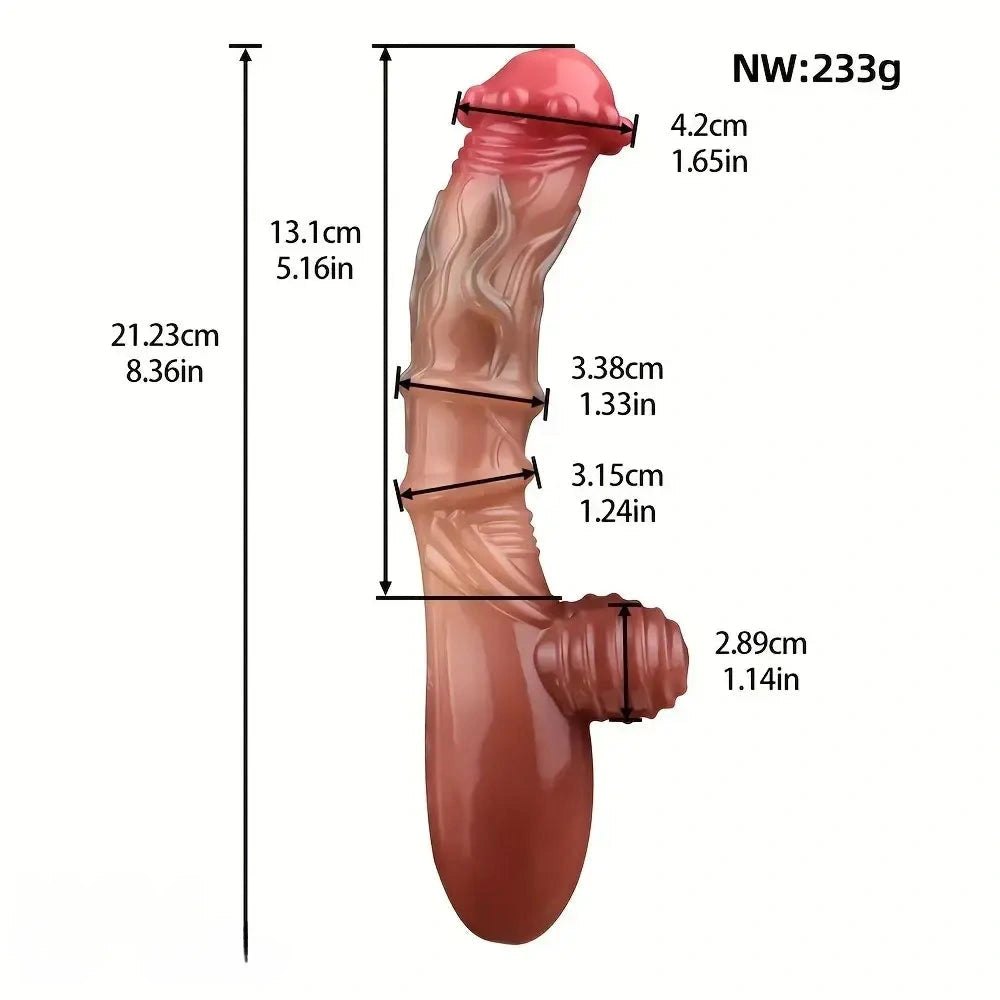 Textured Handle Massage Dildo - Big Realistic Dildo