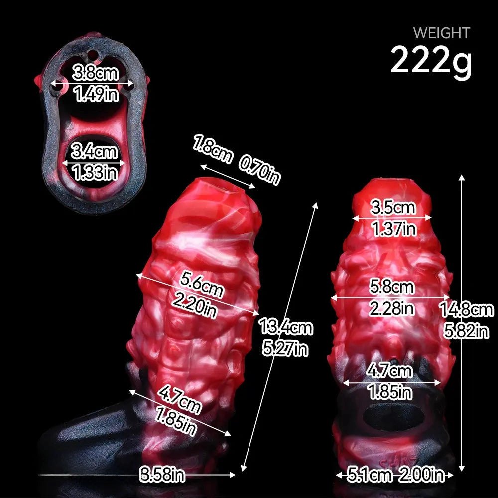 Textured Hollow Penis Sleeve - Realistic Silicone Dildo Sleeve
