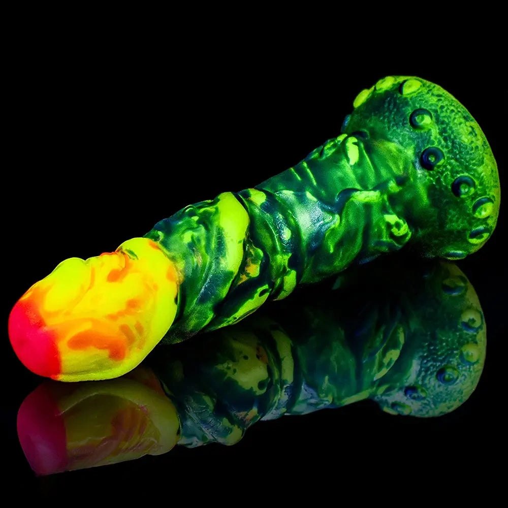 Textured Monster Fantasy Dildo - Glowing Dragon Style Dildo