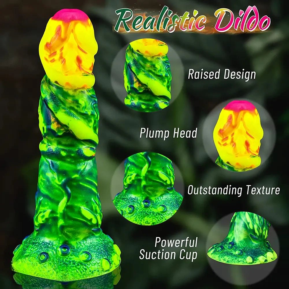 Textured Monster Fantasy Dildo - Glowing Dragon Style Dildo