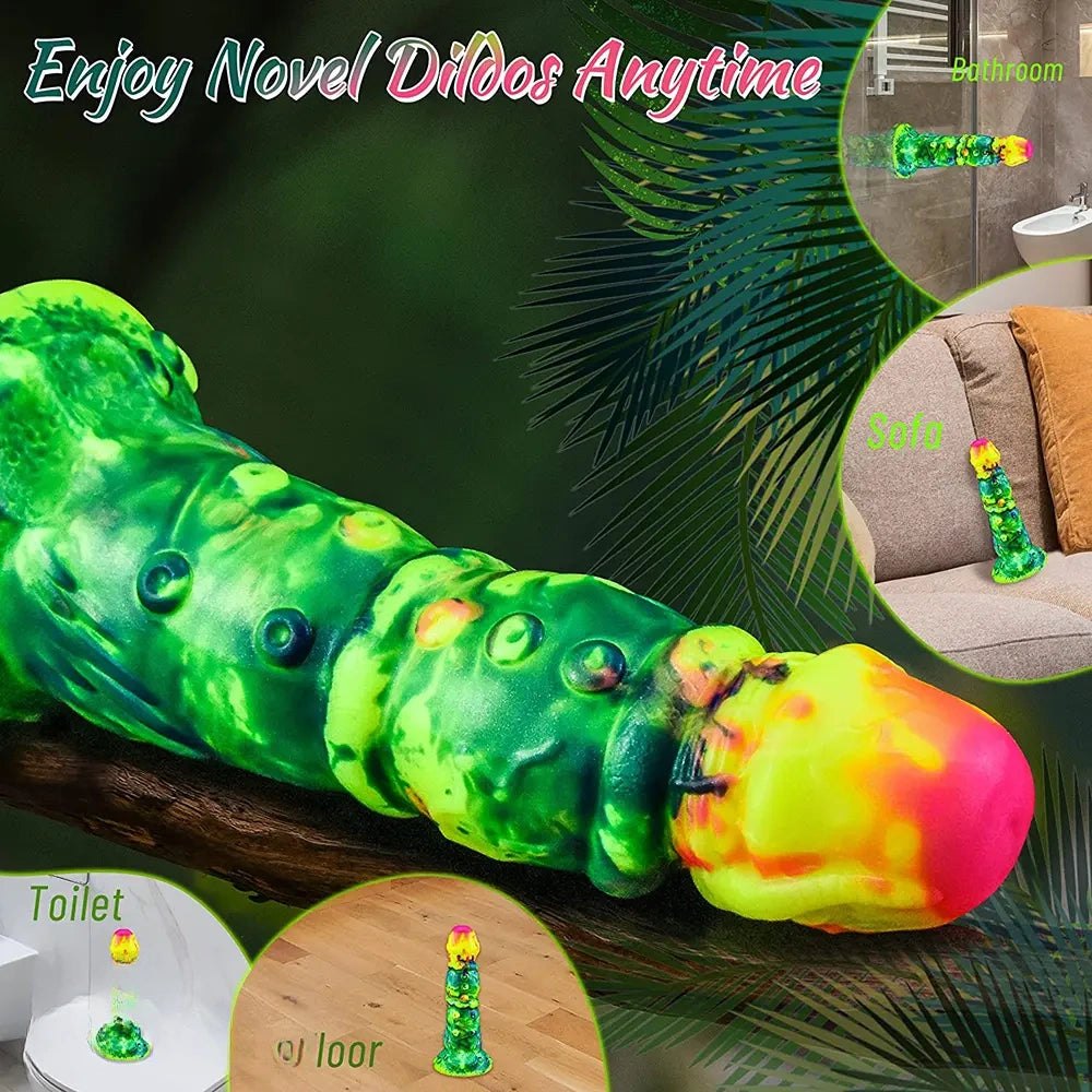 Textured Monster Fantasy Dildo - Glowing Dragon Style Dildo