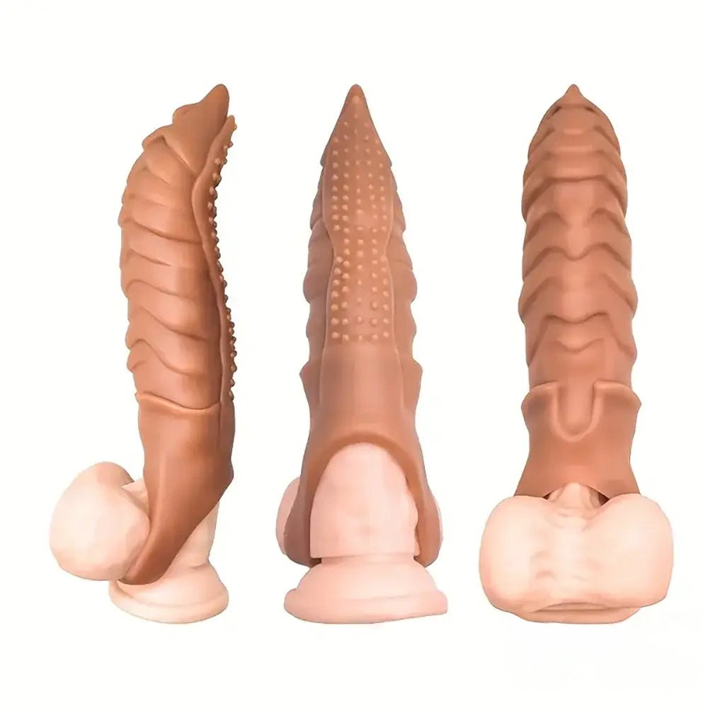Textured Ridged Fantasy Dildo - TPE Ribbed Dildo 8.66in