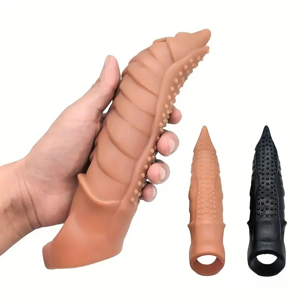 Textured Ridged Fantasy Dildo - TPE Ribbed Dildo 8.66in