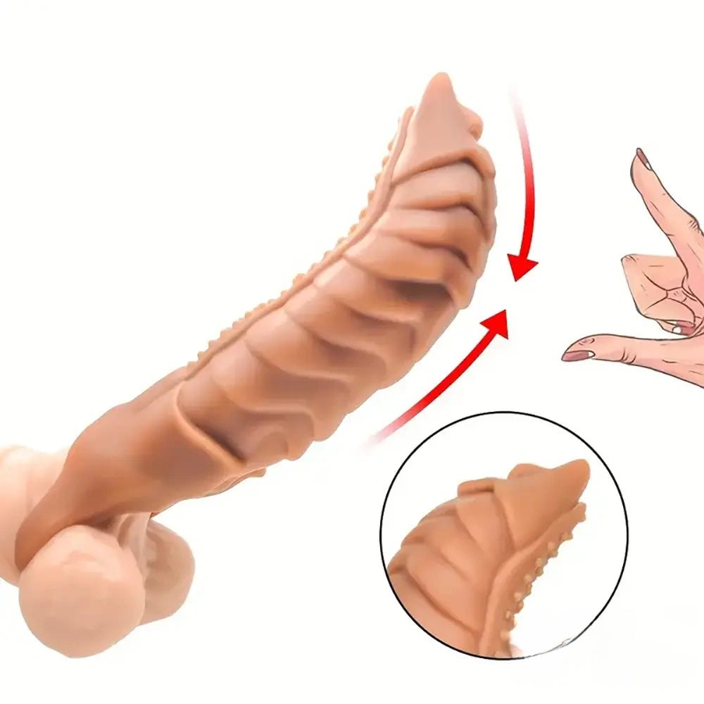 Textured Ridged Fantasy Dildo - TPE Ribbed Dildo 8.66in