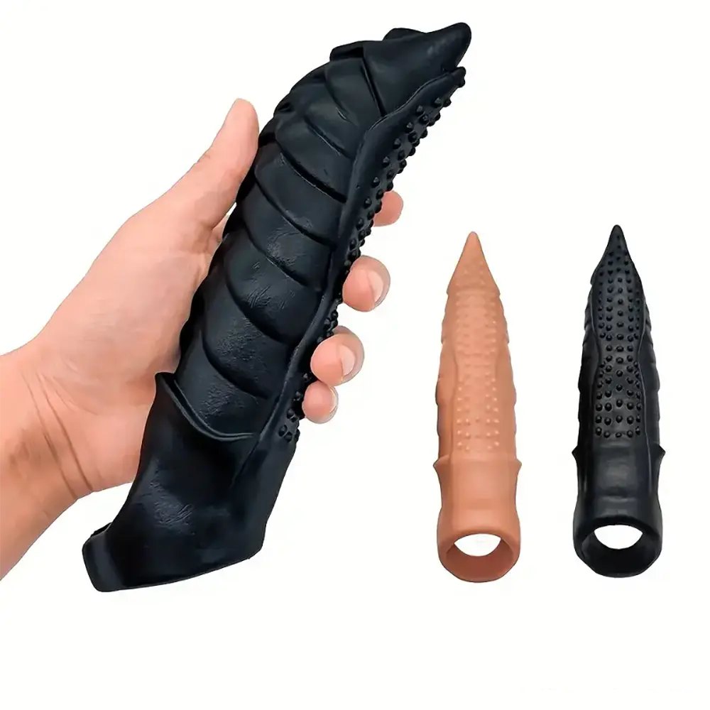 Textured Ridged Fantasy Dildo - TPE Ribbed Dildo 8.66in