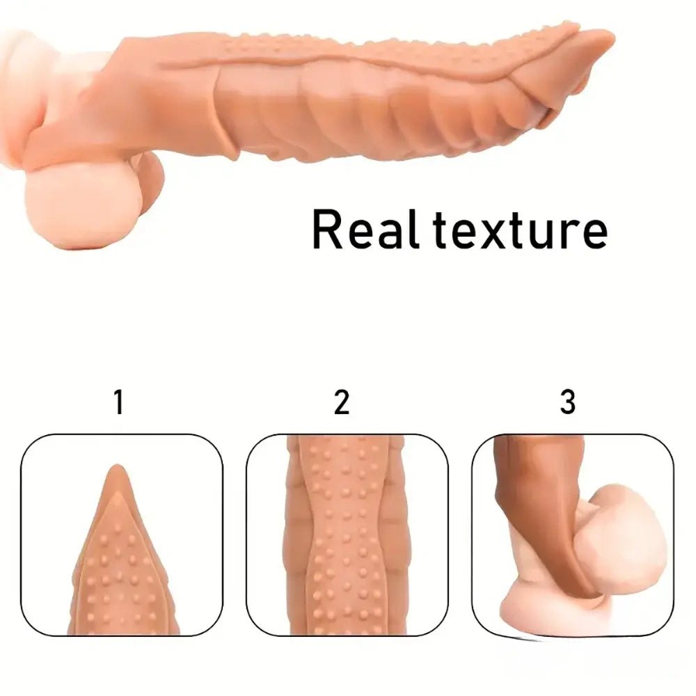 Textured Ridged Fantasy Dildo - TPE Ribbed Dildo 8.66in