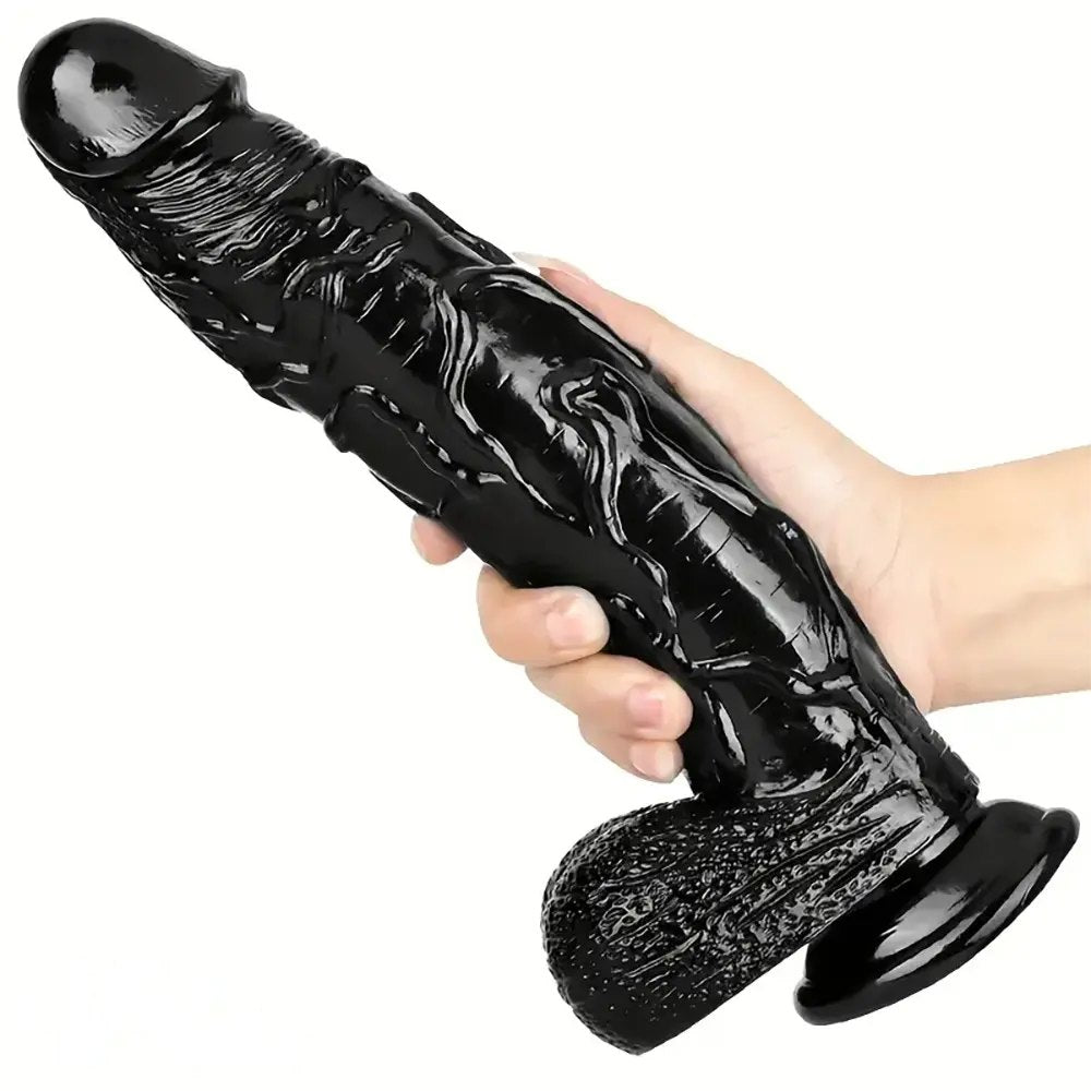 Thick Realistic Dildo 11 in - Giant Black PVC Dildo