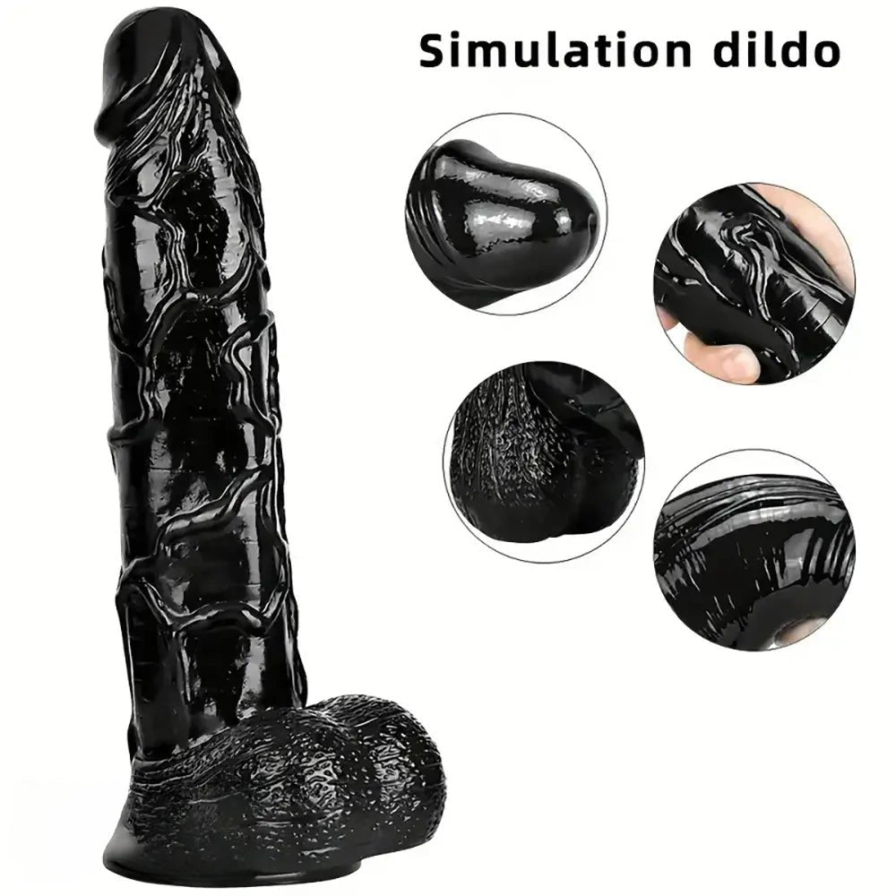 Thick Realistic Dildo 11 in - Giant Black PVC Dildo