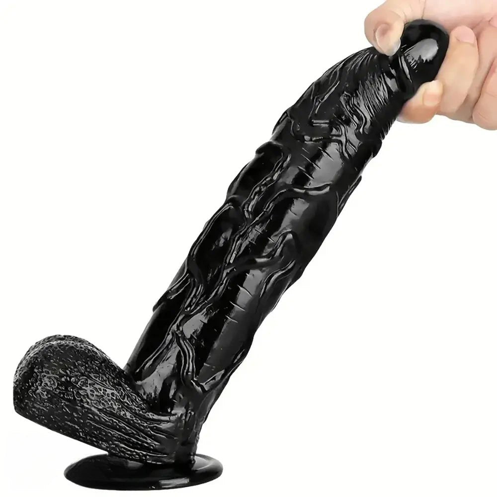 Thick Realistic Dildo 11 in - Giant Black PVC Dildo