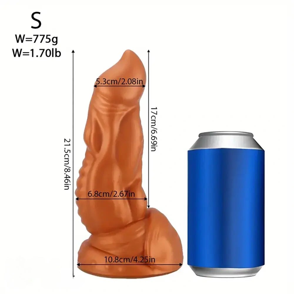 Thick Tapered Gold Silicone Dildo - Large Thick Silicone Dildo