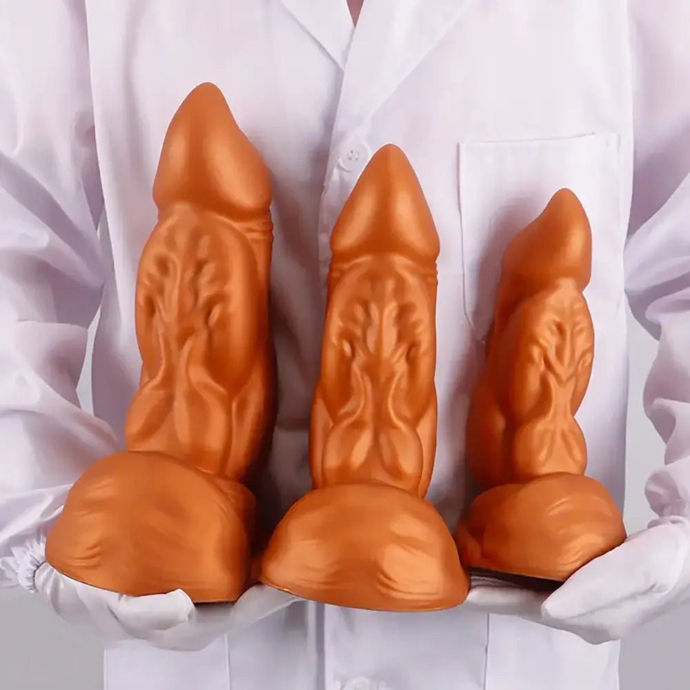 Thick Tapered Gold Silicone Dildo - Large Thick Silicone Dildo