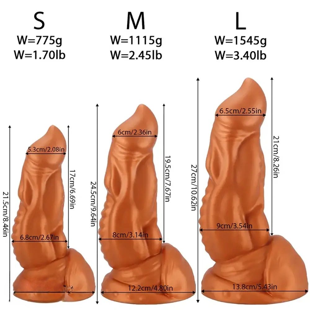 Thick Tapered Gold Silicone Dildo - Large Thick Silicone Dildo