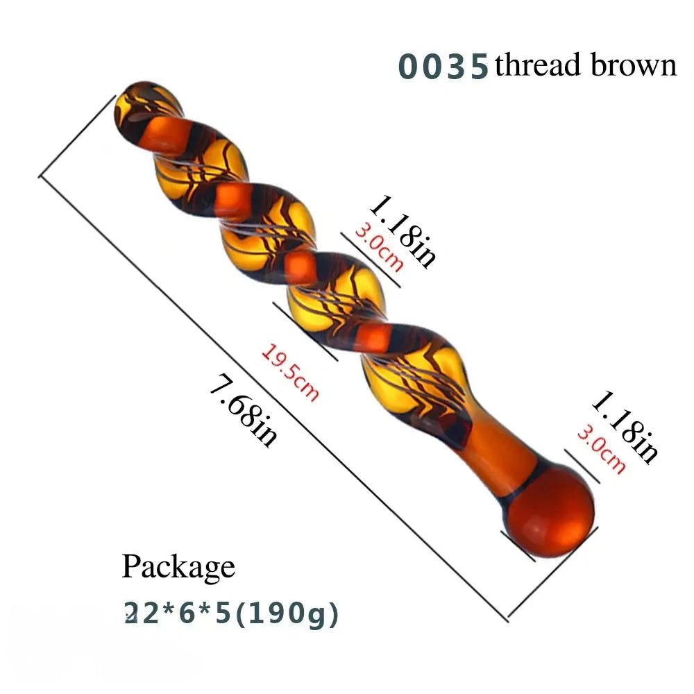 Threaded Glass Wand Dildo - Colorful Glass Massager