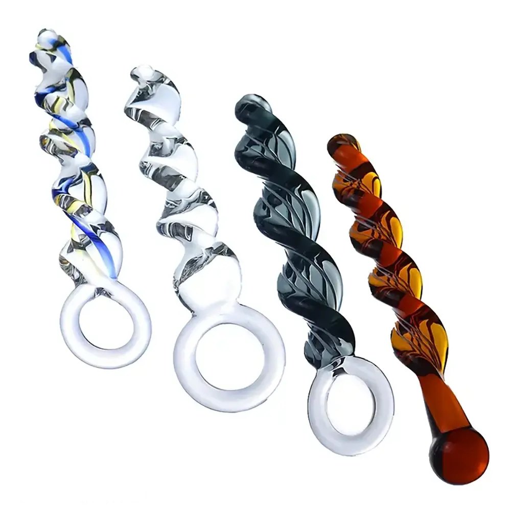 Threaded Glass Wand Dildo - Colorful Glass Massager