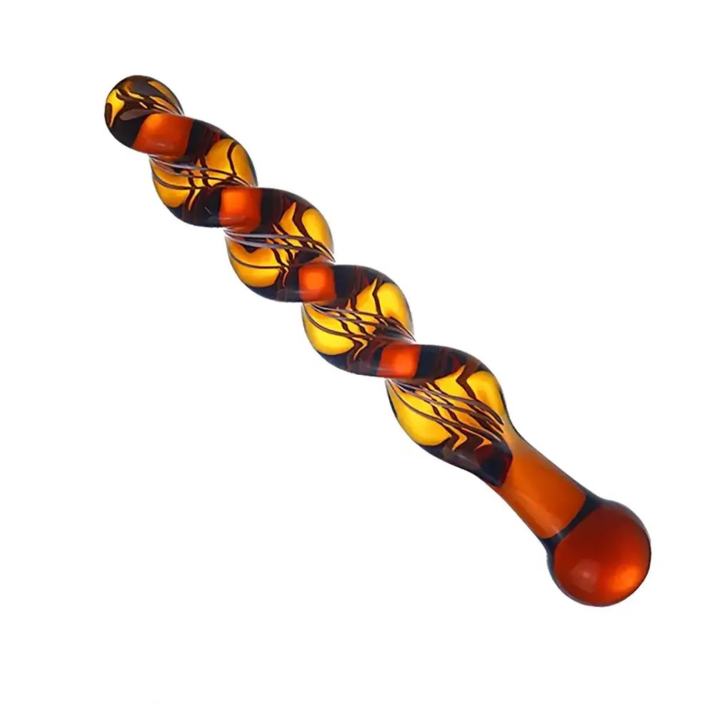 Threaded Glass Wand Dildo - Colorful Glass Massager