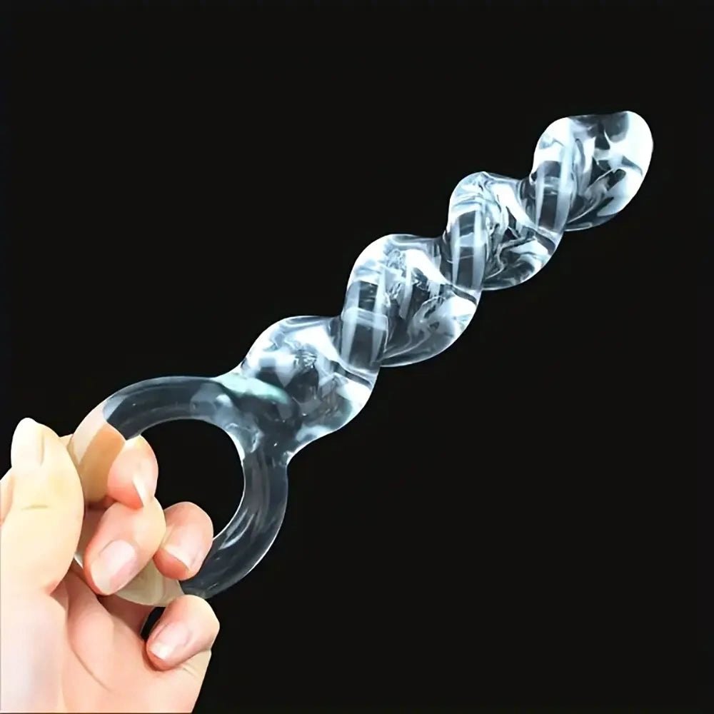 Threaded Glass Wand Dildo - Colorful Glass Massager