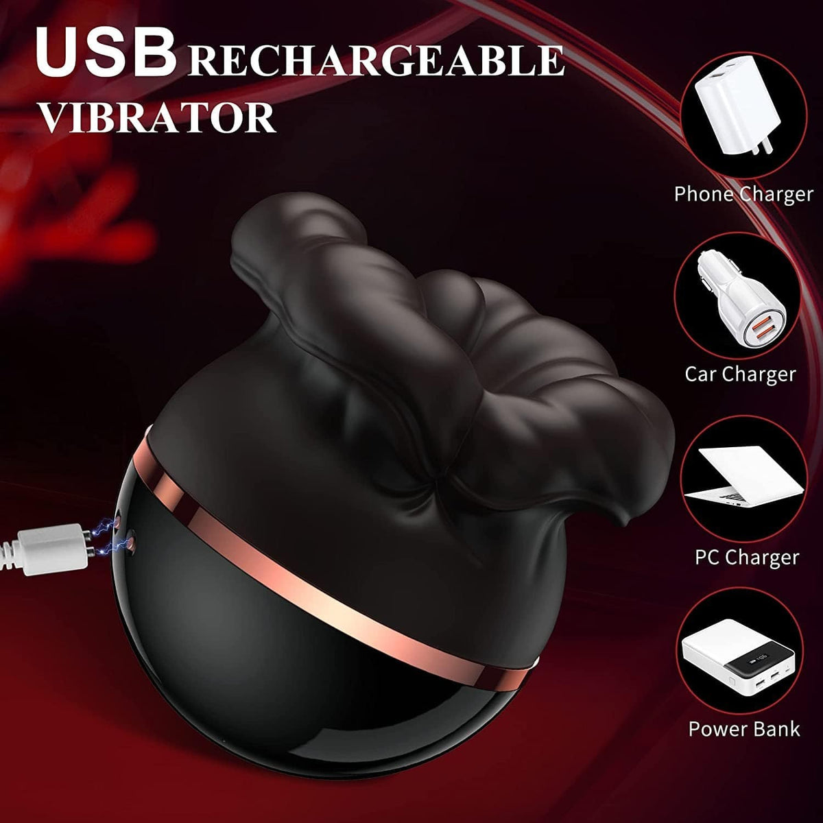 Tongue-Licking Suction Vibrator - Rose Toy Clit Sucker