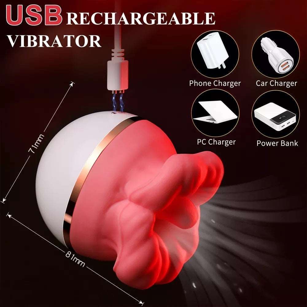 Tongue-Licking Suction Vibrator - Rose Toy Clit Sucker