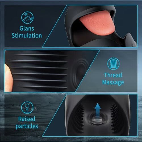 Tongue Licking Male Masturbator - Vibrating Stroker Toy