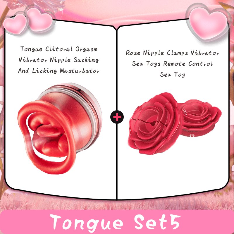 Tongue Suction Vibrator & Rose Clamp - Clitoral Suction Vibrator
