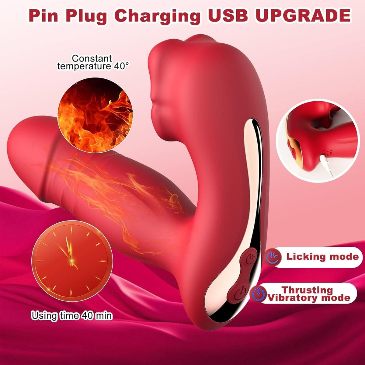 Tongue Thrusting Rabbit Vibrator - Rose Toy Style G-Spot Vibe