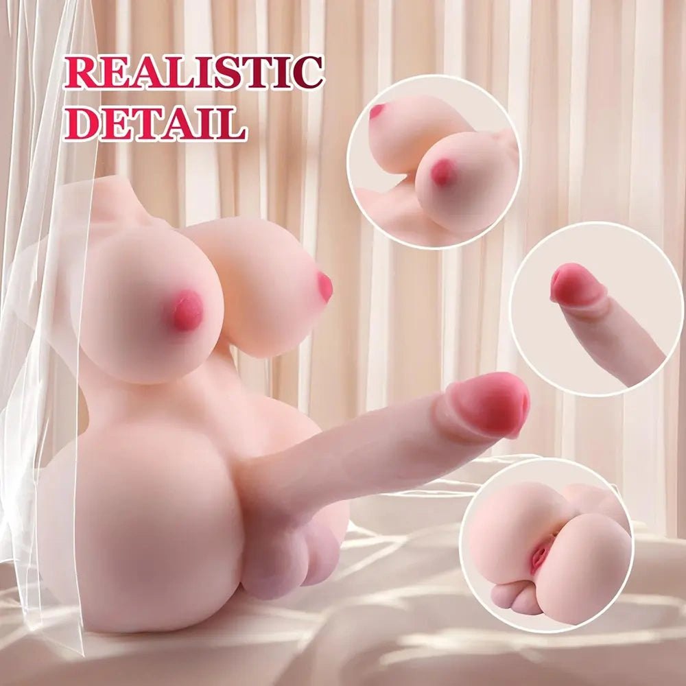 Trans Torso Sex Doll 5.5in - Silicone Doll With Dildo