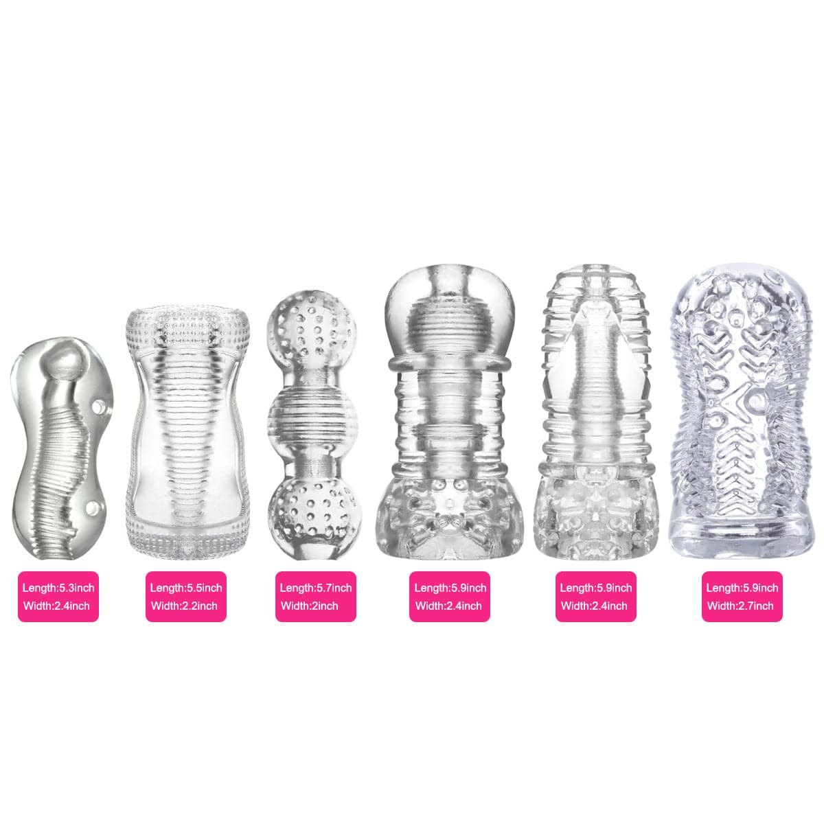 Transparent Ribbed TPE Masturbator - Male Masturbator