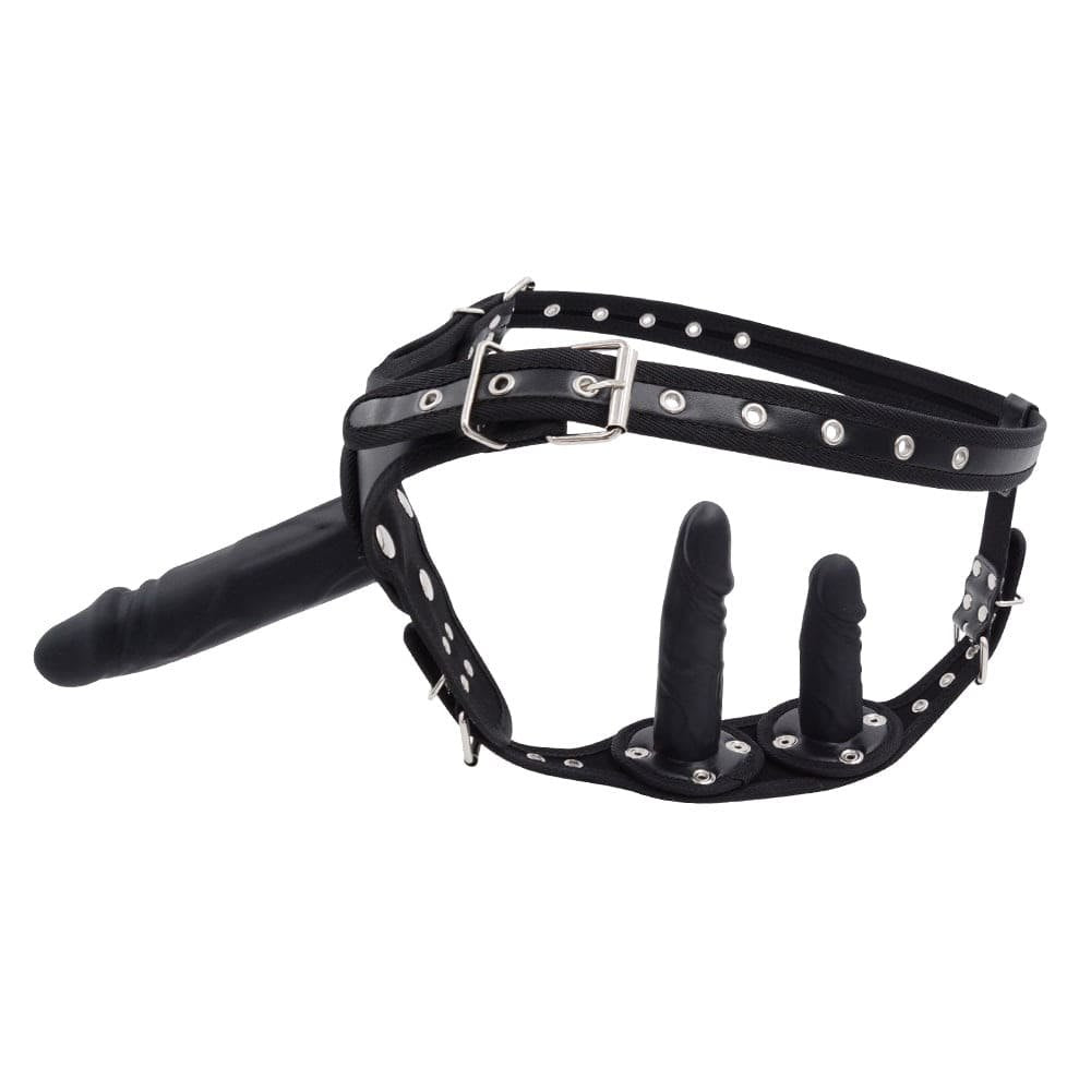 Triple Dildo Strap-On Harness - Adjustable G-Spot Strap-On