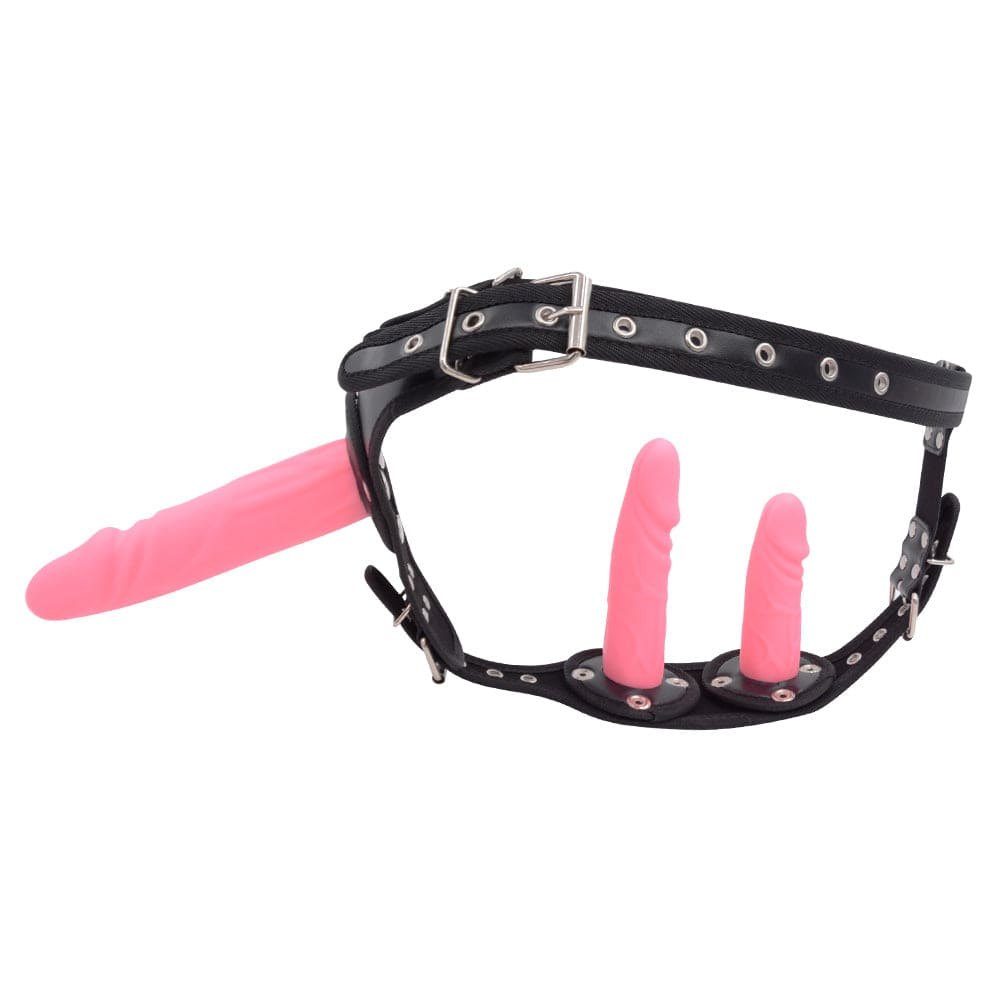 Triple Dildo Strap-On Harness - Adjustable G-Spot Strap-On