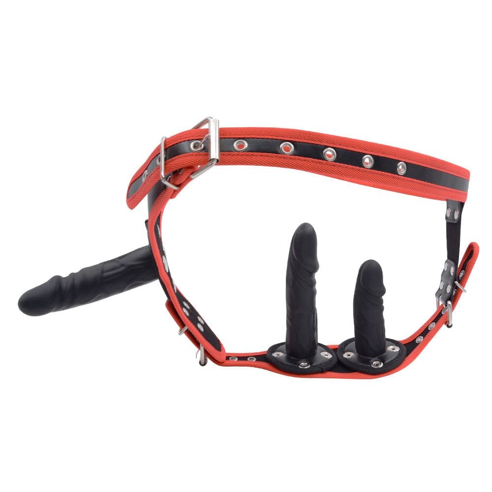 Triple Dildo Strap-On Harness - Adjustable G-Spot Strap-On