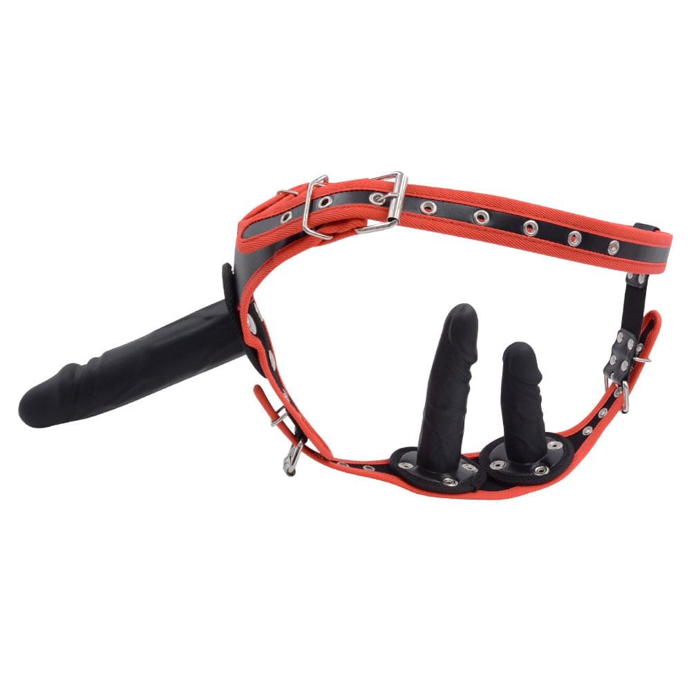 Triple Dildo Strap-On Harness - Adjustable G-Spot Strap-On