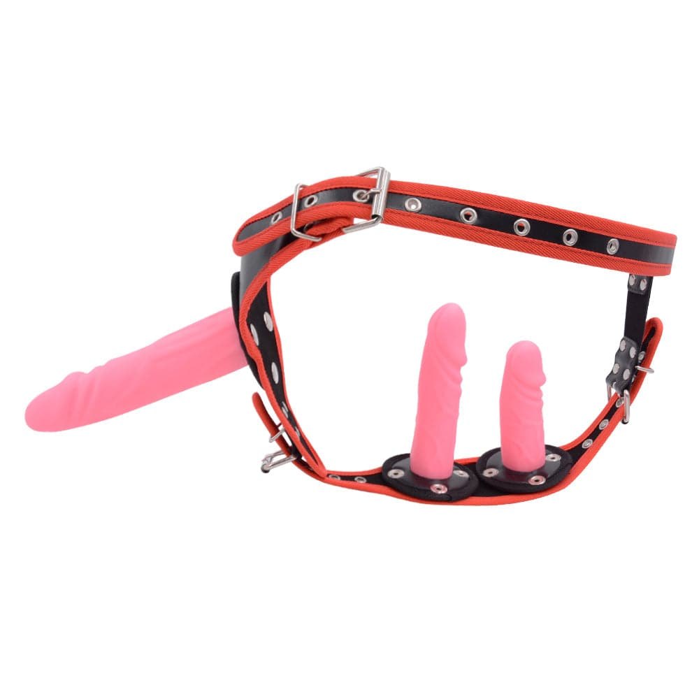 Triple Dildo Strap-On Harness - Adjustable G-Spot Strap-On