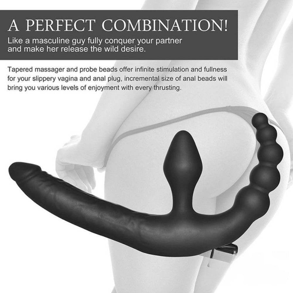 Triple Silicone Anal Beads Vibrator - Vibrating Anal Plug Set