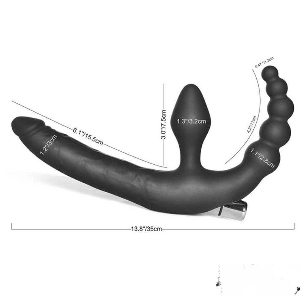 Triple Silicone Anal Beads Vibrator - Vibrating Anal Plug Set