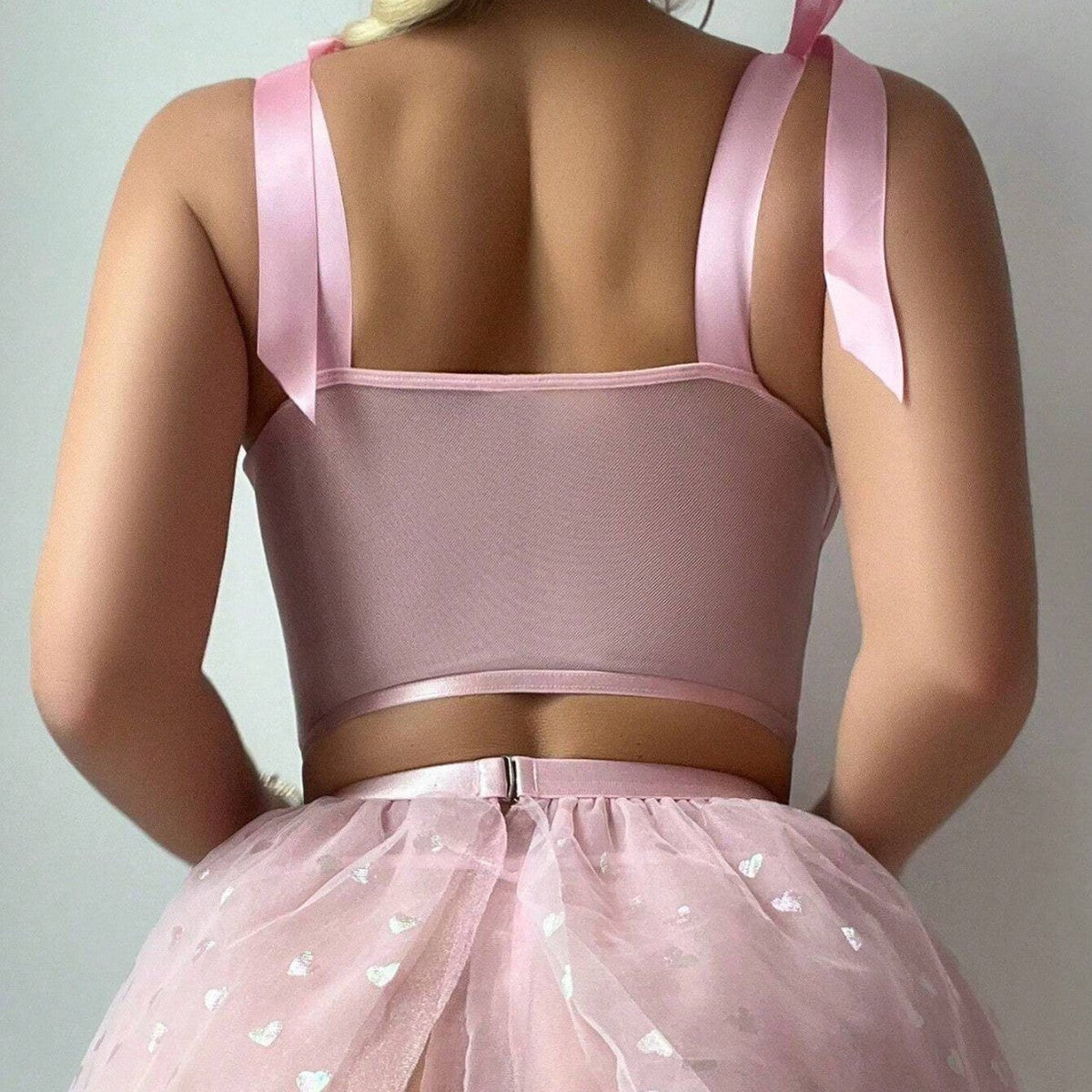 Tulle Sequin Bow Bra Skirt Set - Lingerie Set for Women