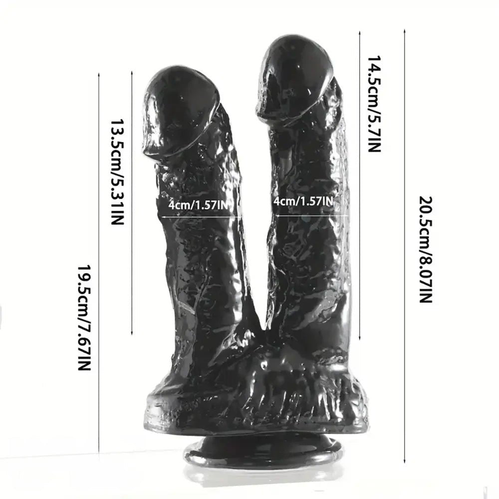 Twin Shaft Suction Cup Dildo - Realistic Double Dildo