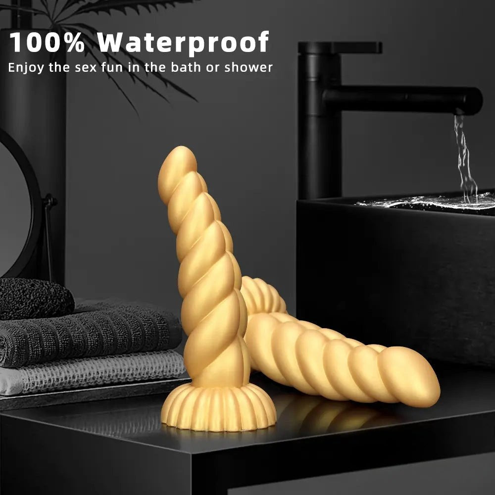 Twisted Gold Silicone Fantasy Dildo - Fantasy Dildo