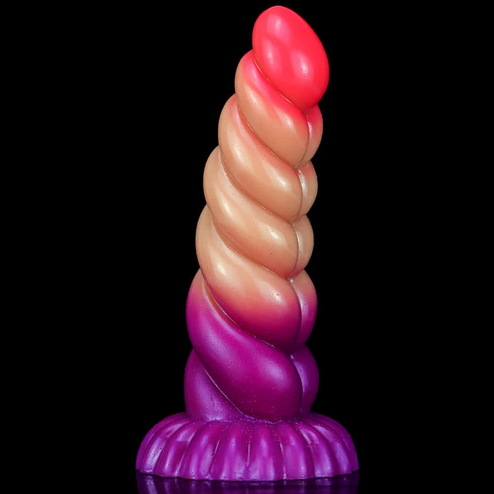Twisted Ombre Fantasy Dildo 8 in - Silicone Fantasy Dildo
