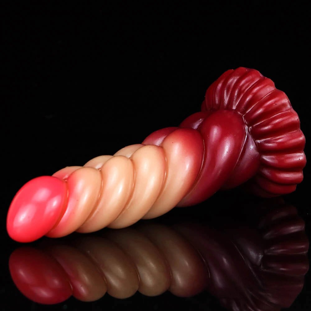 Twisted Ombre Fantasy Dildo 8 in - Silicone Fantasy Dildo