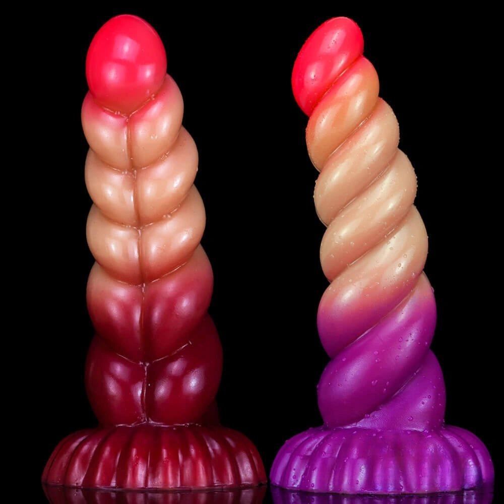 Twisted Ombre Fantasy Dildo 8 in - Silicone Fantasy Dildo