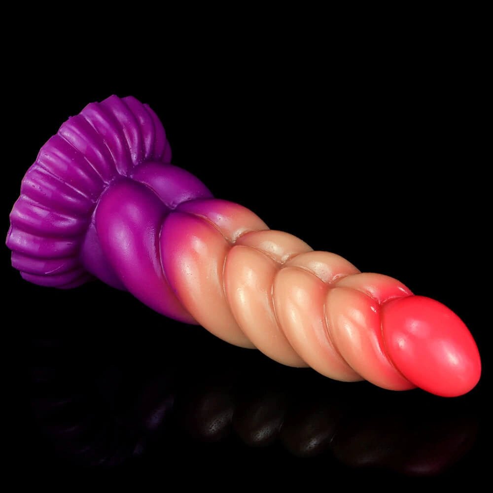 Twisted Ombre Fantasy Dildo 8 in - Silicone Fantasy Dildo