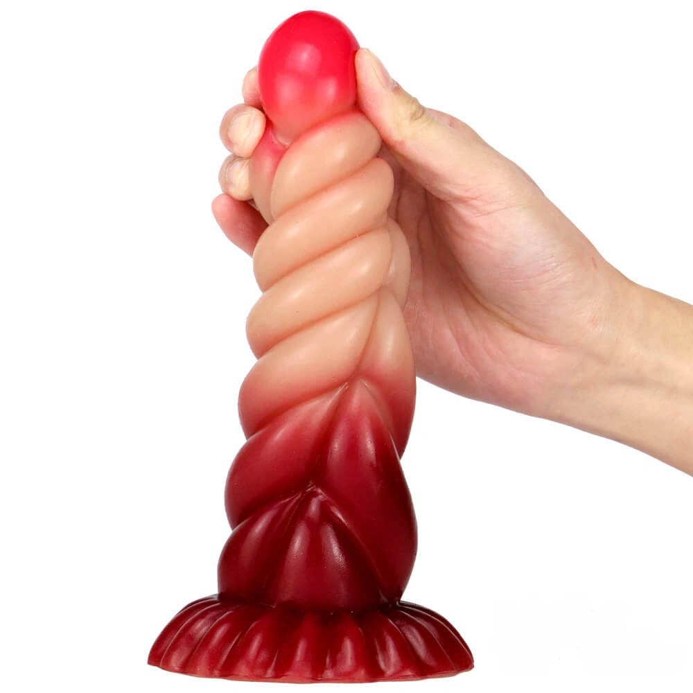 Twisted Ombre Fantasy Dildo 8 in - Silicone Fantasy Dildo