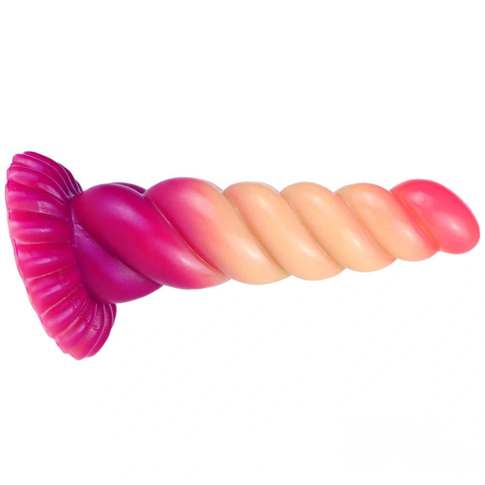 Twisted Ombre Fantasy Dildo 8 in - Silicone Fantasy Dildo